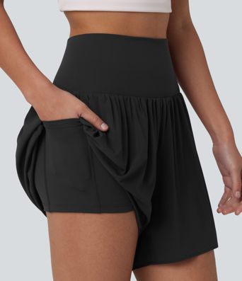 High Waisted 2-in-1 Running Shorts 5'' with Pockets