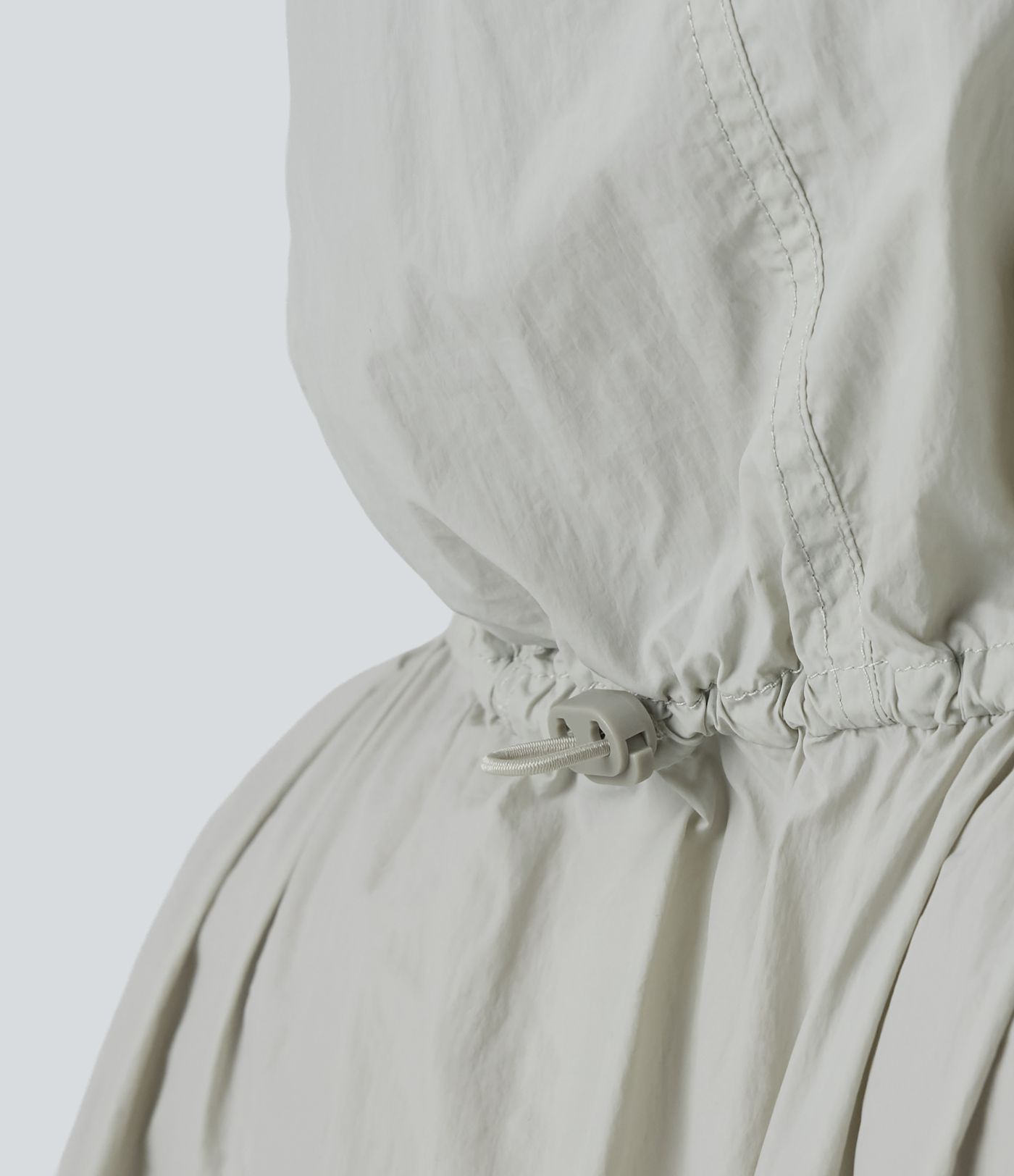 Lightweight Hooded Drawstring Long Sleeve Running Jacket with Pockets-UPF50+