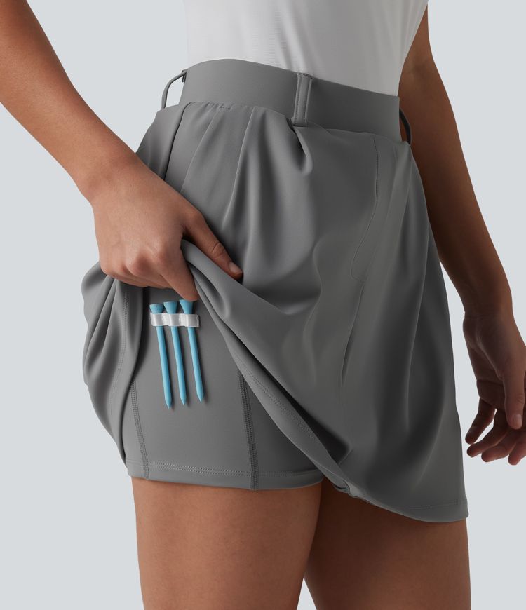 Mid Rise 2-in-1 A-line Golf Skirt-Golf Tee Pockets Mid Rise 2-in-1 A-line Golf Skirt-Golf Tee Pockets