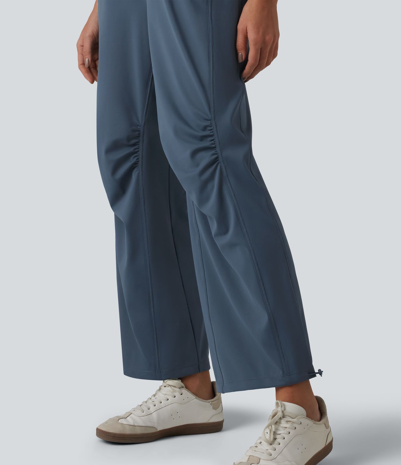 U-neck Sleeveless Drawstring Ruched Casual Jumpsuit with Pockets U-neck Sleeveless Drawstring Ruched Casual Jumpsuit with Pockets