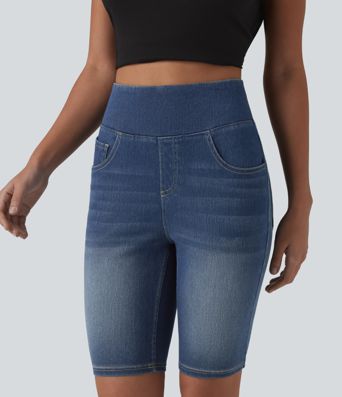Halara Flex™ Short en denim taille haute ventre plat 22,5 cm avec poches