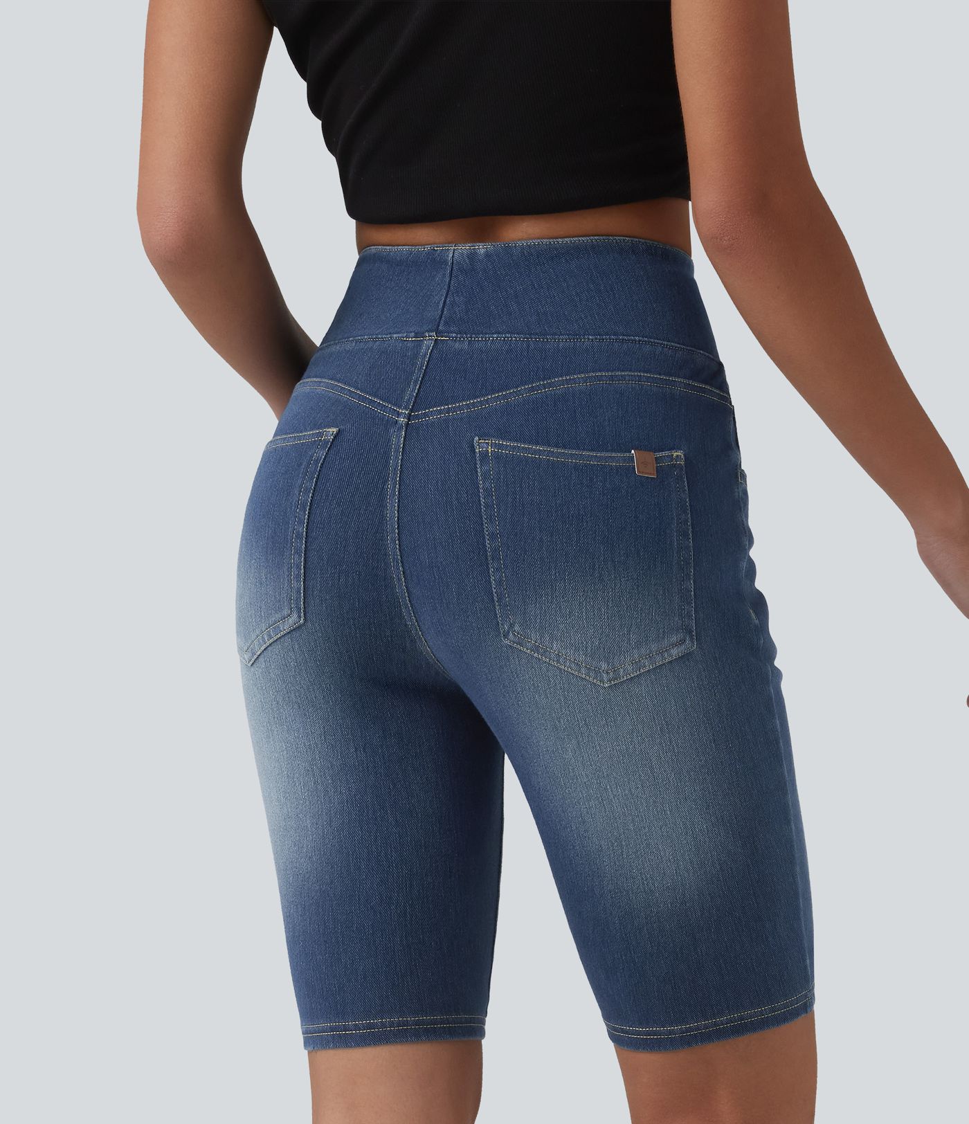 Halara Flex™ Short en denim taille haute ventre plat 22,5 cm avec poches