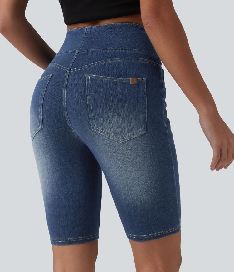Halara Flex™ Short en denim taille haute ventre plat 22,5 cm avec poches