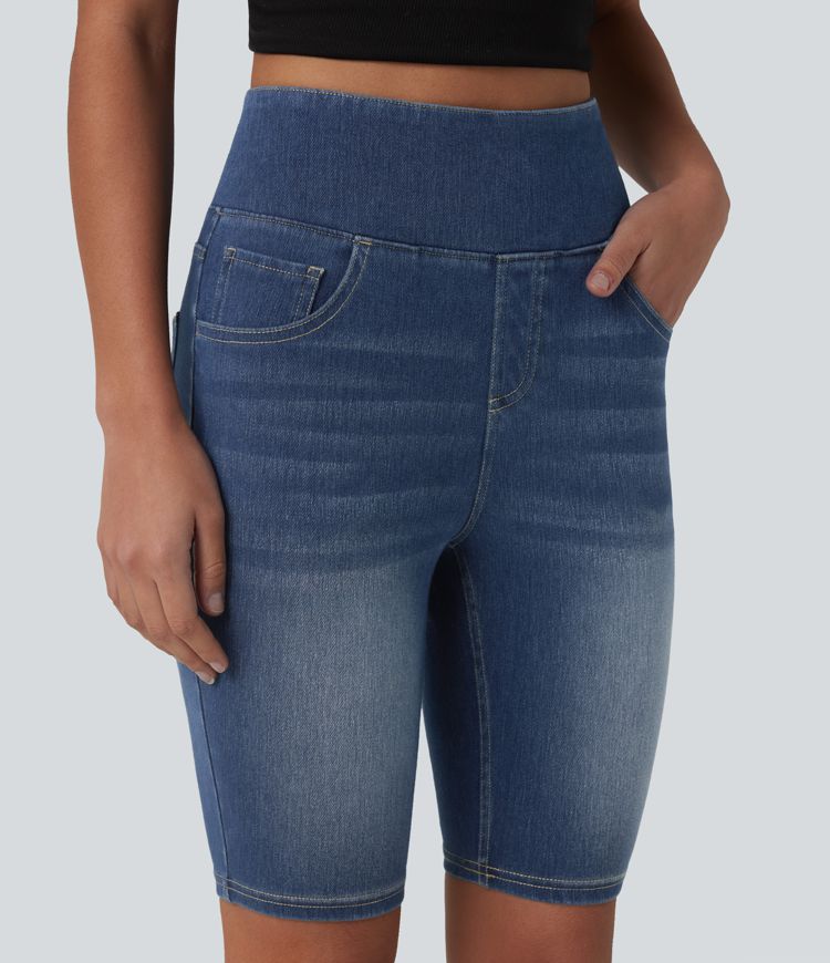 Halara Flex™ Short en denim taille haute ventre plat 22,5 cm avec poches