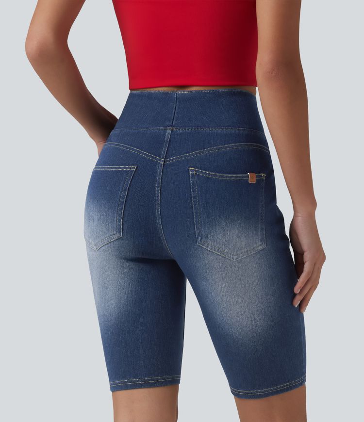 Halara Flex™ High Waisted Tummy Control Denim Casual Shorts 9'' with Pockets