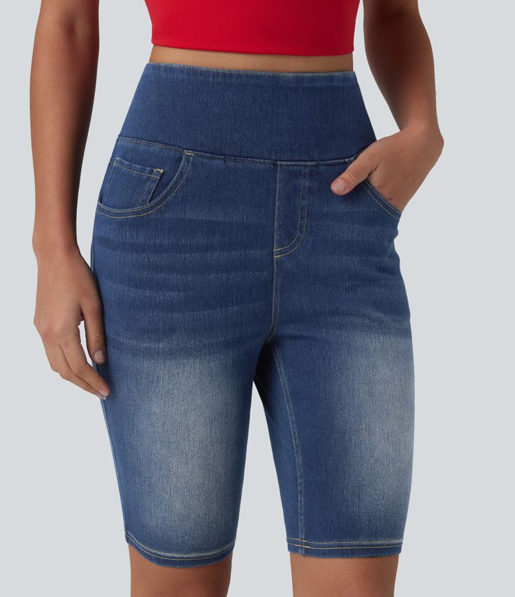 Halara Flex™ High Waisted Tummy Control Denim Casual Shorts 9'' with Pockets