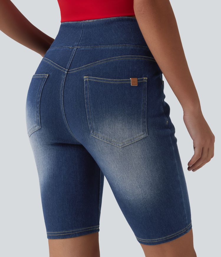 Halara Flex™ High Waisted Tummy Control Denim Casual Shorts 9'' with Pockets