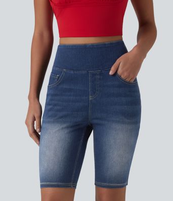 Halara Flex™ High Waisted Tummy Control Denim Casual Shorts 9'' with Pockets