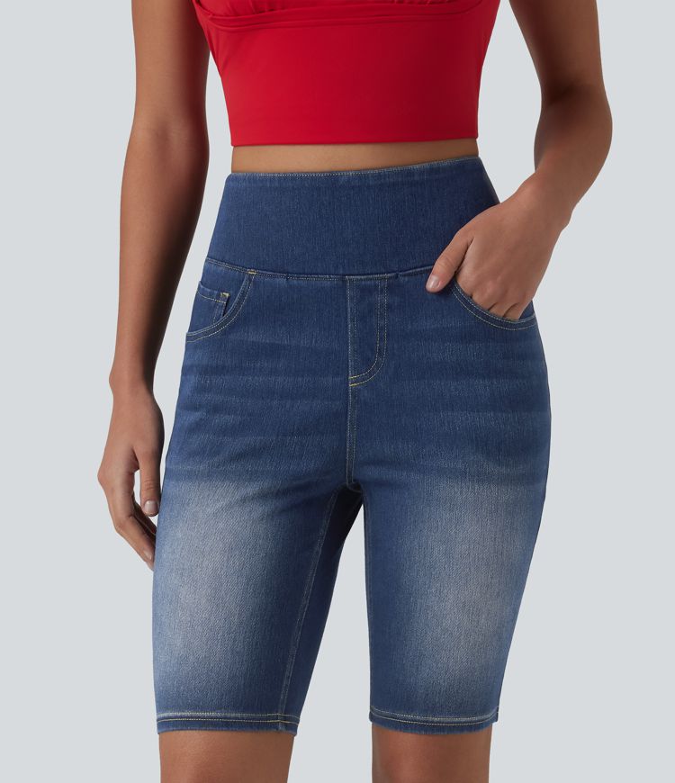 Halara Flex™ High Waisted Tummy Control Denim Casual Shorts 9'' with Pockets