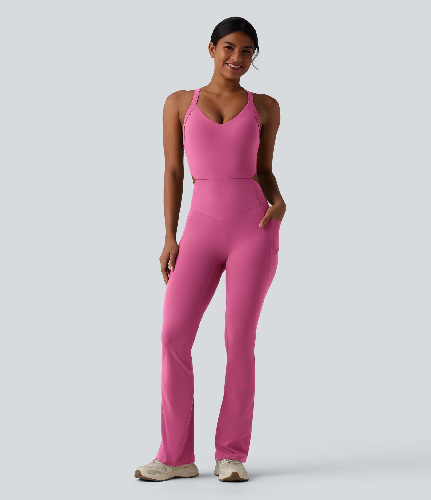 Halara UltraSculpt™ Tummy Control Bootcut Training Jumpsuit with Pockets-Easy Peezy Edition