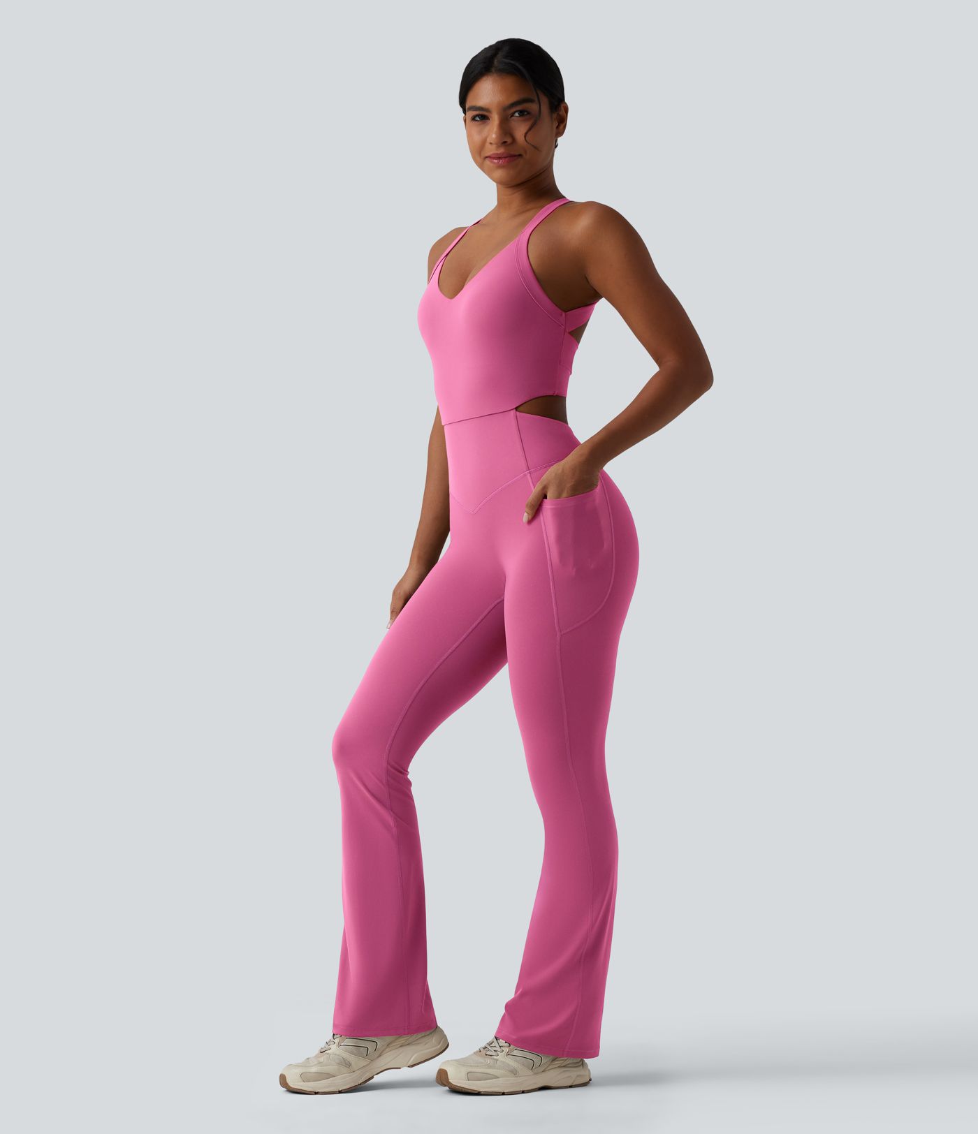 Halara UltraSculpt™ Tummy Control Bootcut Training Jumpsuit with Pockets-Easy Peezy Edition