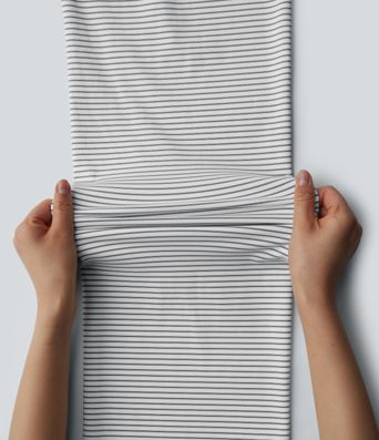 Pantalon de yoga droit taille haute croisée ventre plat à rayures avec poches