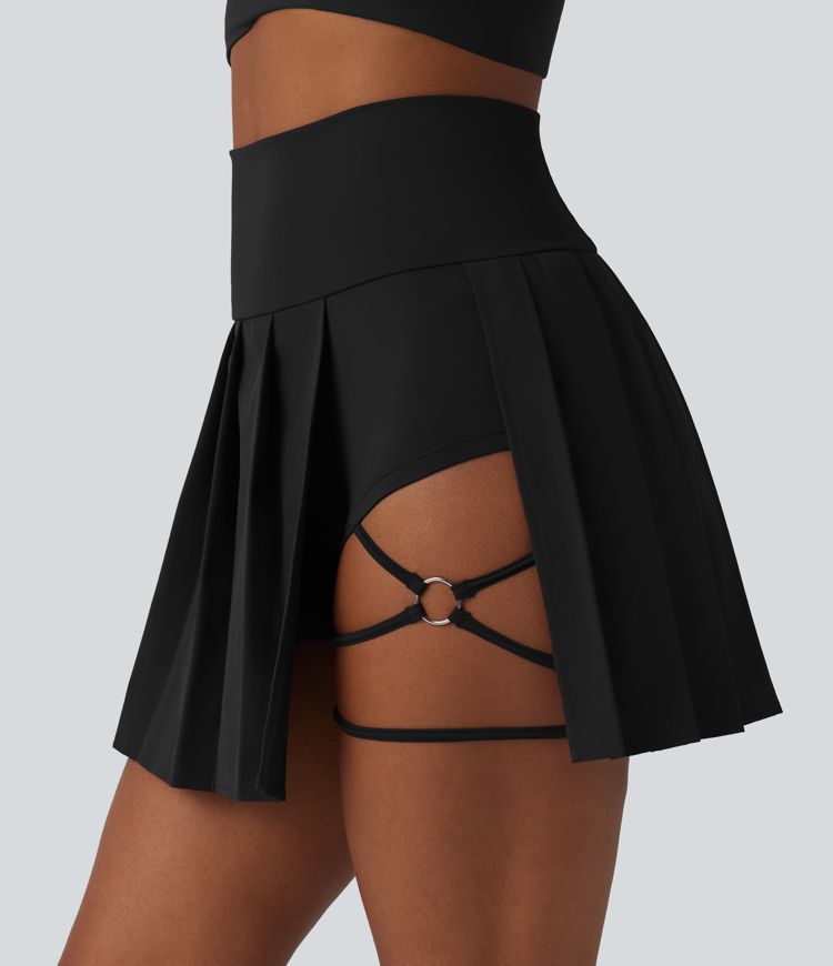 Breezeful™ - Plissierter 2-in-1 Minirock mit hohem Bund, Taschen und asymmetrischem Saum - schnelltrocknend, extralang