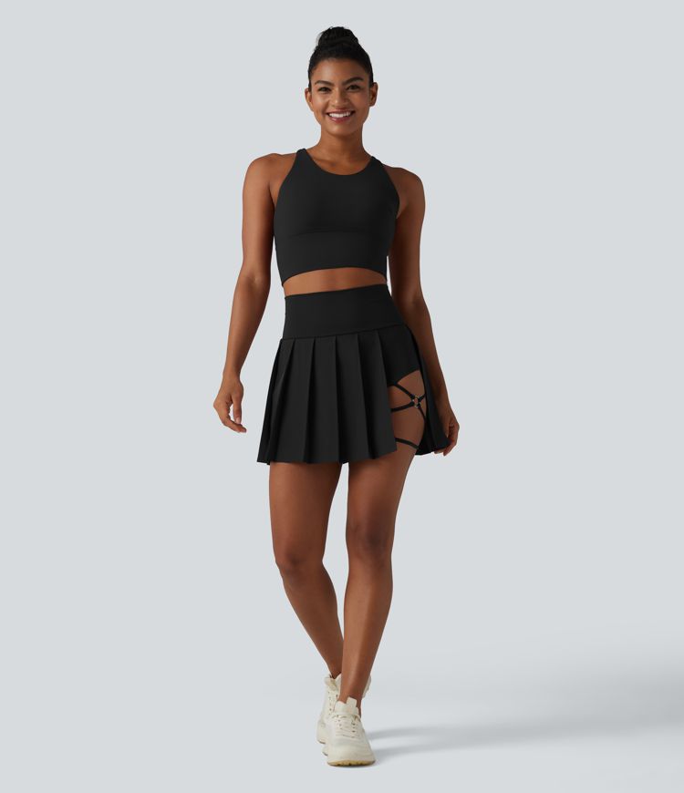 Breezeful™ - Plissierter 2-in-1 Minirock mit hohem Bund, Taschen und asymmetrischem Saum - schnelltrocknend, extralang