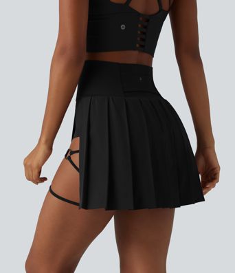 Breezeful™ - Plissierter 2-in-1 Minirock mit hohem Bund, Taschen und asymmetrischem Saum - schnelltrocknend, extralang