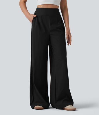 High Waisted Wide Leg Casual Pants with Pockets