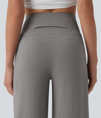 High Waisted Tummy Control Straight Leg Casual Pants with Pocket