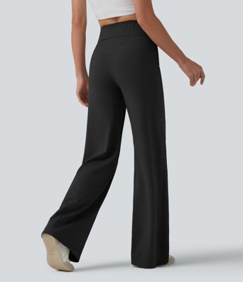 High Waisted Tummy Control Straight Leg Casual Pants with Pocket High Waisted Tummy Control Straight Leg Casual Pants with Pocket