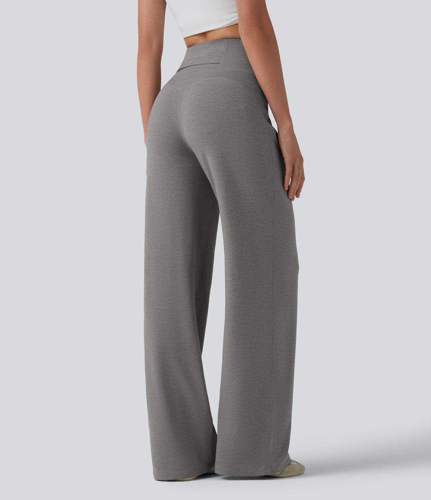 High Waisted Tummy Control Straight Leg Casual Pants with Pocket