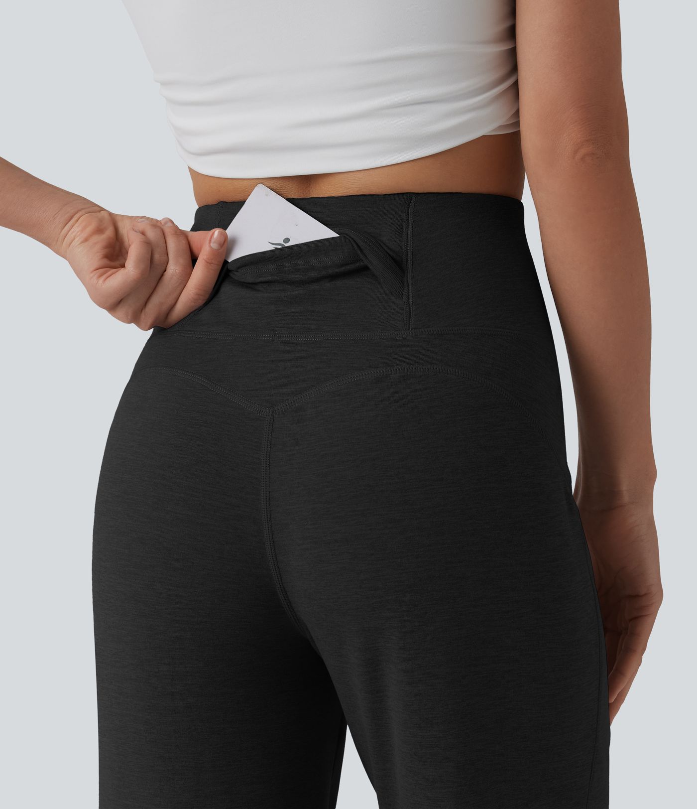 High Waisted Tummy Control Straight Leg Casual Pants with Pocket High Waisted Tummy Control Straight Leg Casual Pants with Pocket