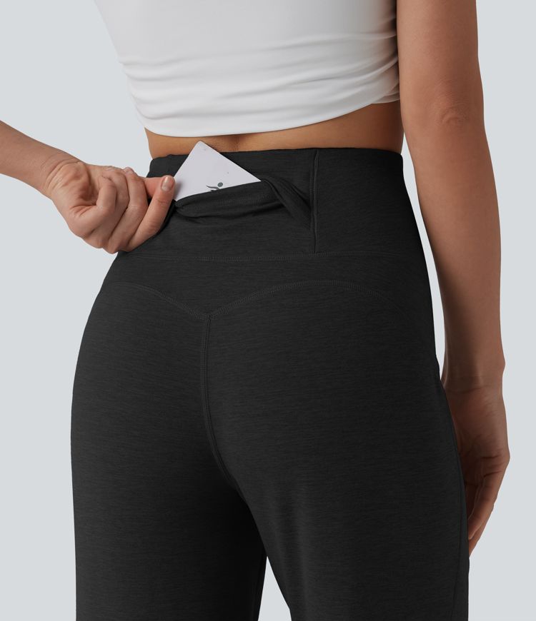 High Waisted Tummy Control Straight Leg Casual Pants with Pocket High Waisted Tummy Control Straight Leg Casual Pants with Pocket
