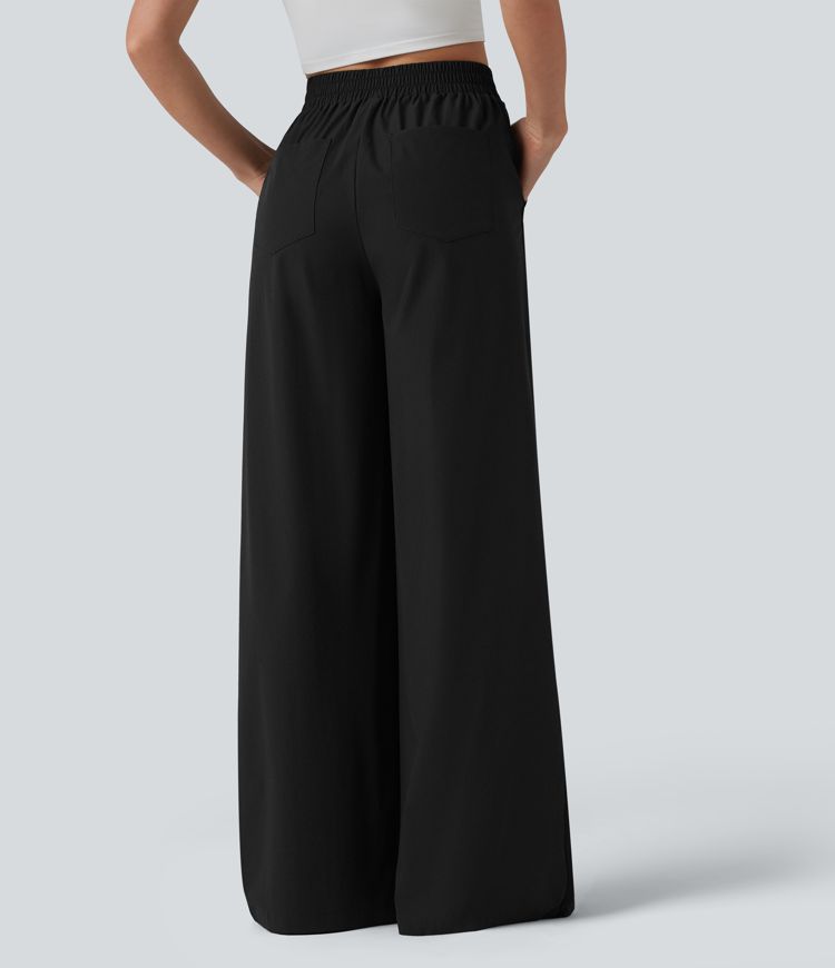 High Waisted Wide Leg Casual Pants with Pockets