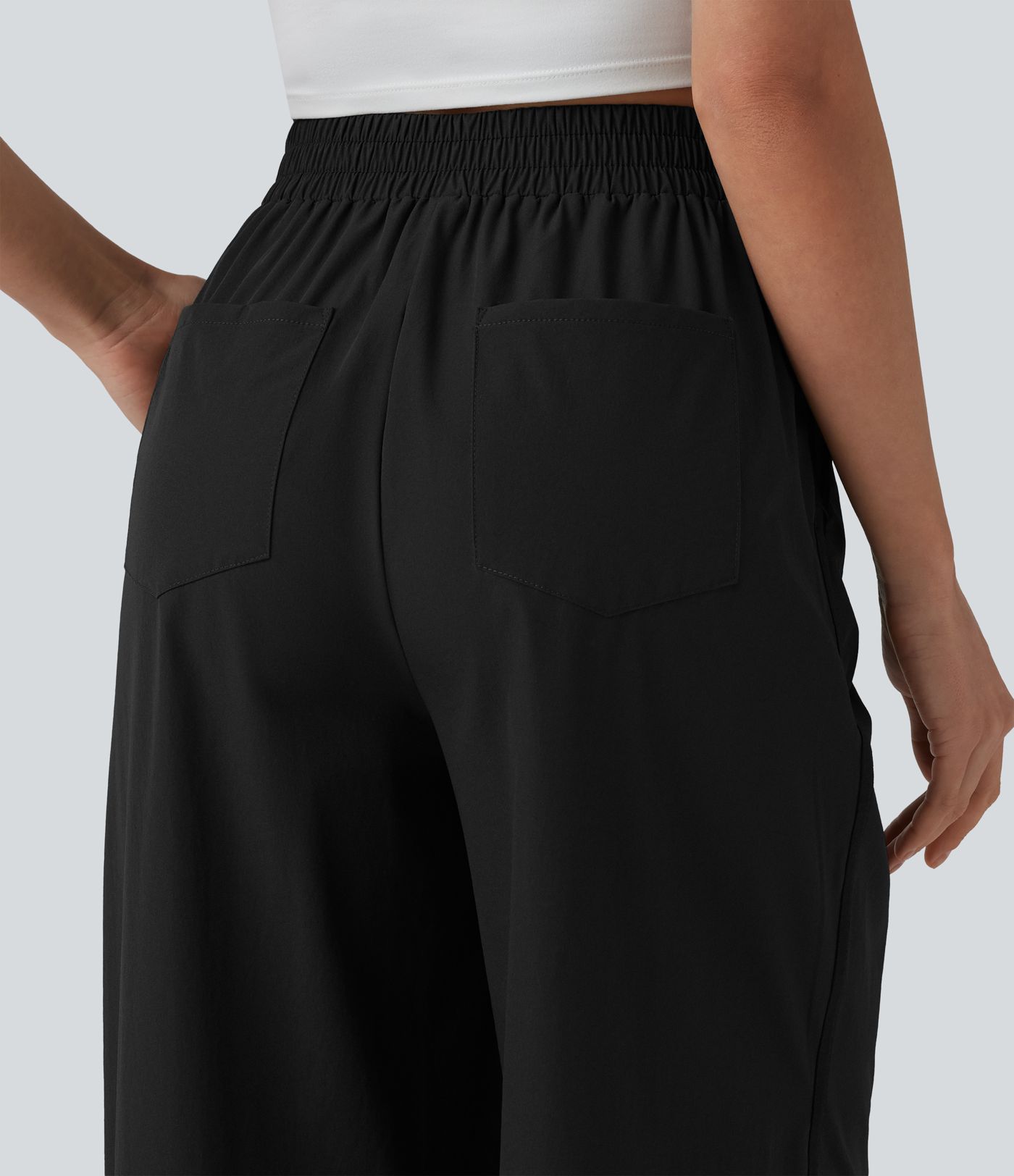 High Waisted Wide Leg Casual Pants with Pockets