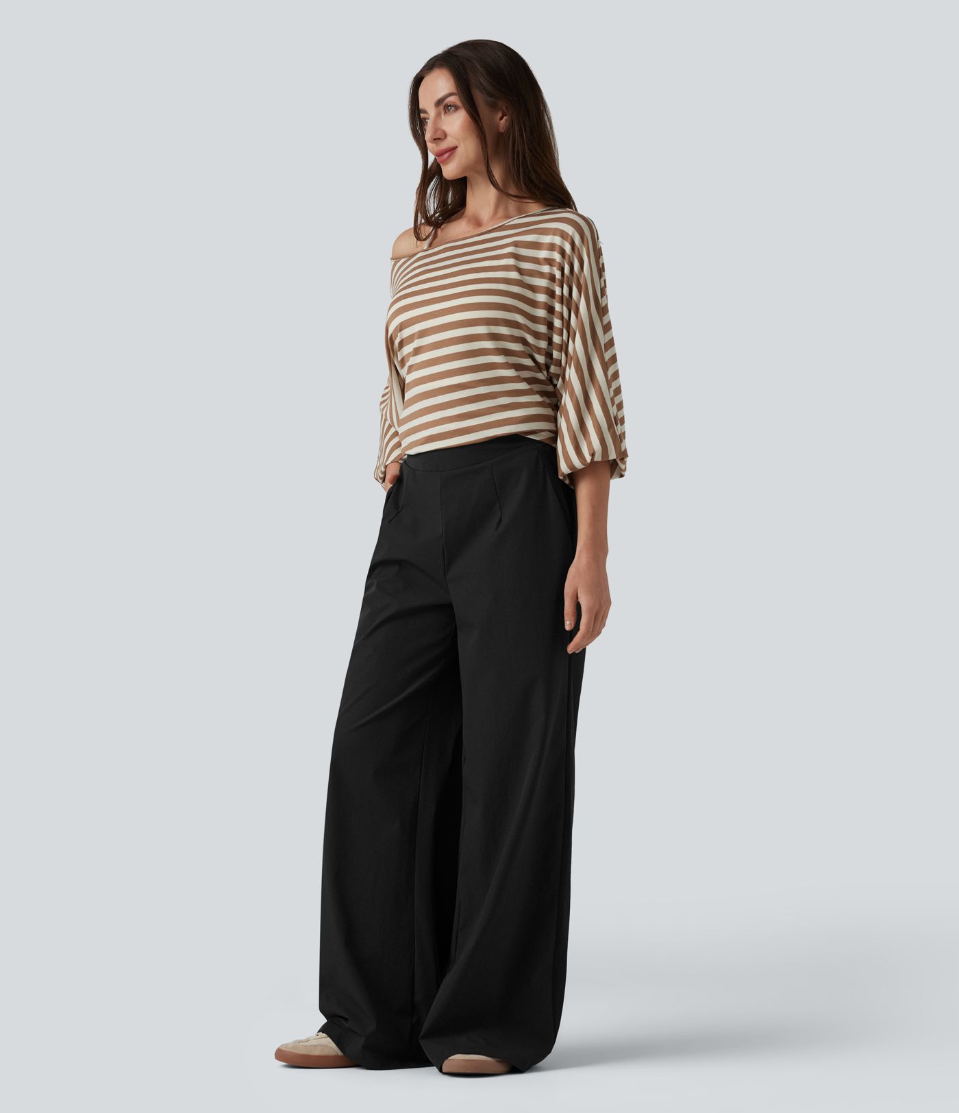 High Waisted Wide Leg Casual Pants with Pockets