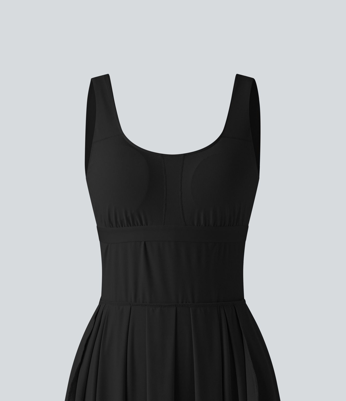 U Neck Built-in Bra Flowy Midi Casual Tank Dress with Pockets