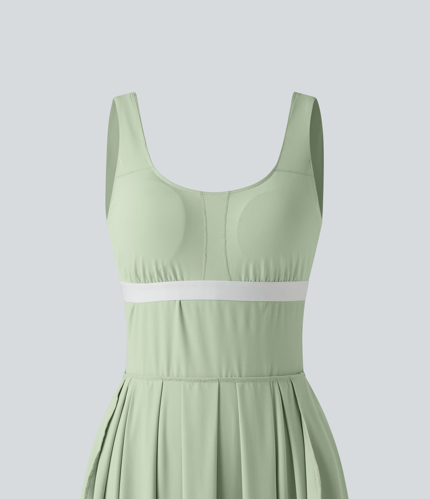 U Neck Built-in Bra Flowy Midi Casual Tank Dress with Pockets