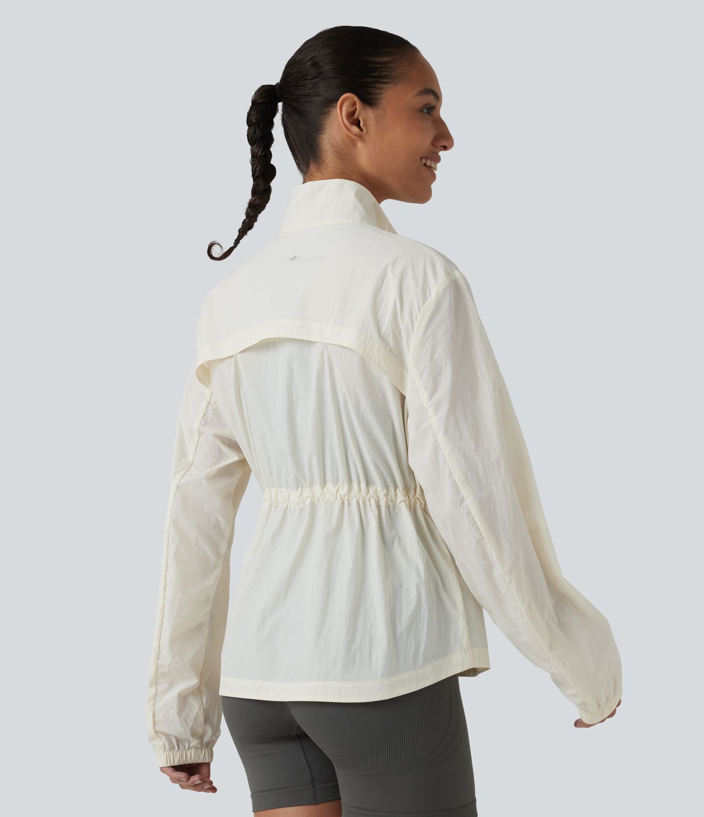 Water Repellent Long Sleeve Workout Jacket with Pockets-UPF40+