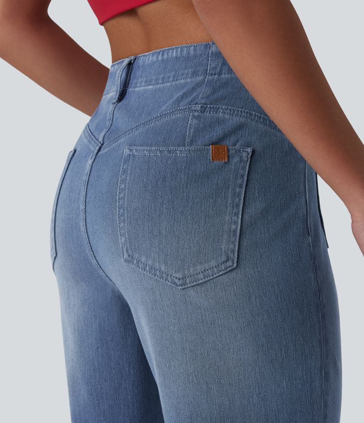 Halara Flex™ Short en jean casual taille mi-haute ourlet roulé avec poches