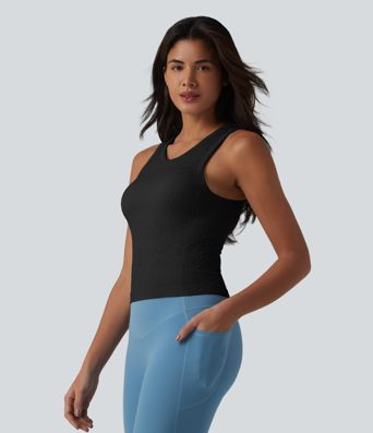 OneForm Seamless Flow Round Neck Built-in Bra Yoga Tank Top