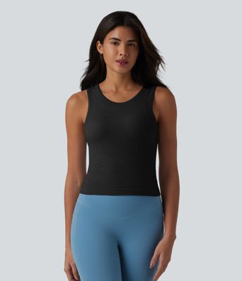OneForm Seamless Flow Round Neck Built-in Bra Yoga Tank Top