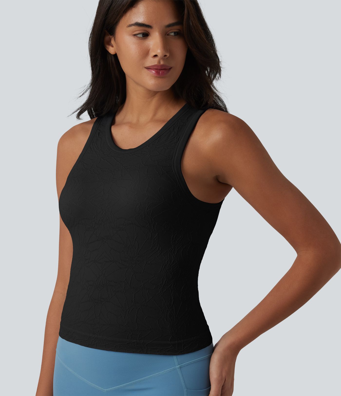 OneForm Seamless Flow Round Neck Built-in Bra Yoga Tank Top