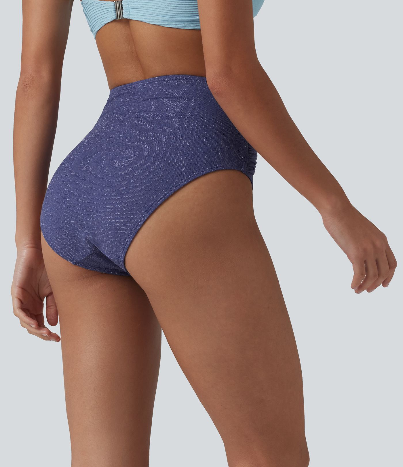 Bikini-Unterteil in Metallic mit hohem Bund und Bauchkontrolle