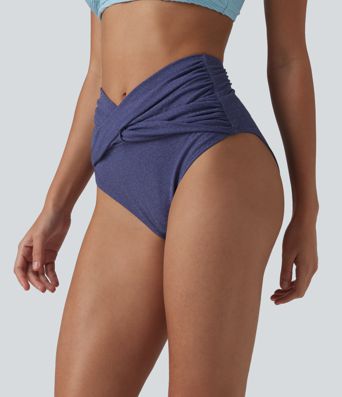 Bas de bikini taille haute gainant à effet métallique Bas de bikini taille haute gainant à effet métallique