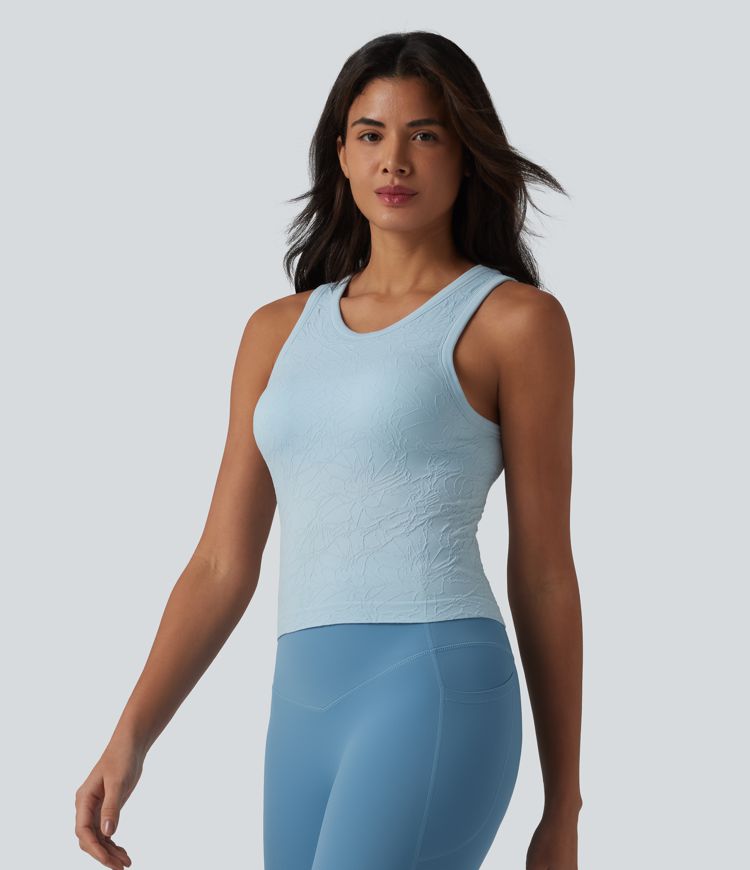 OneForm Seamless Flow Round Neck Built-in Bra Yoga Tank Top