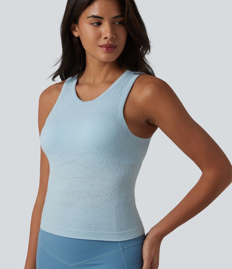 OneForm Seamless Flow Round Neck Built-in Bra Yoga Tank Top