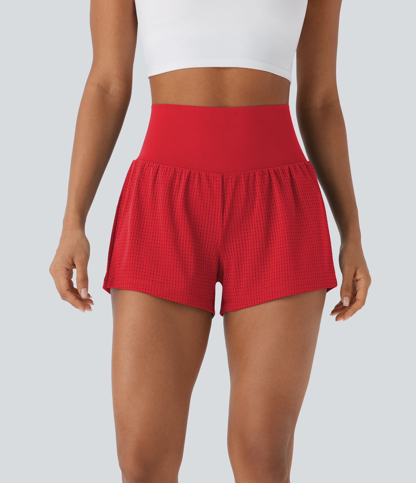 Super High Waisted Tummy Control Perforated 2-in-1 Yoga Shorts