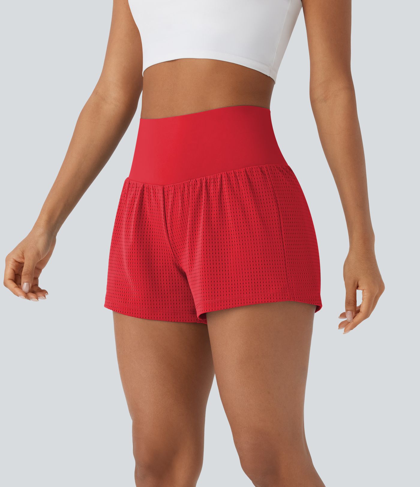 Super High Waisted Tummy Control Perforated 2-in-1 Yoga Shorts