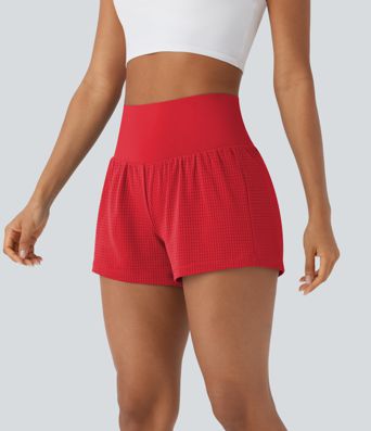 Super High Waisted Tummy Control Perforated 2-in-1 Yoga Shorts