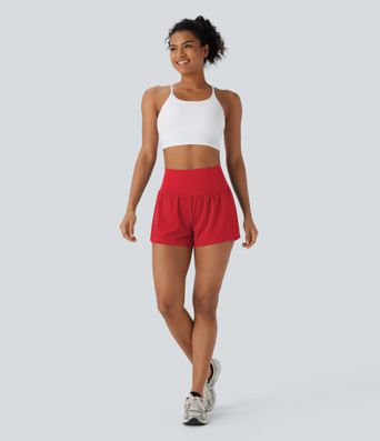 Super High Waisted Tummy Control Perforated 2-in-1 Yoga Shorts