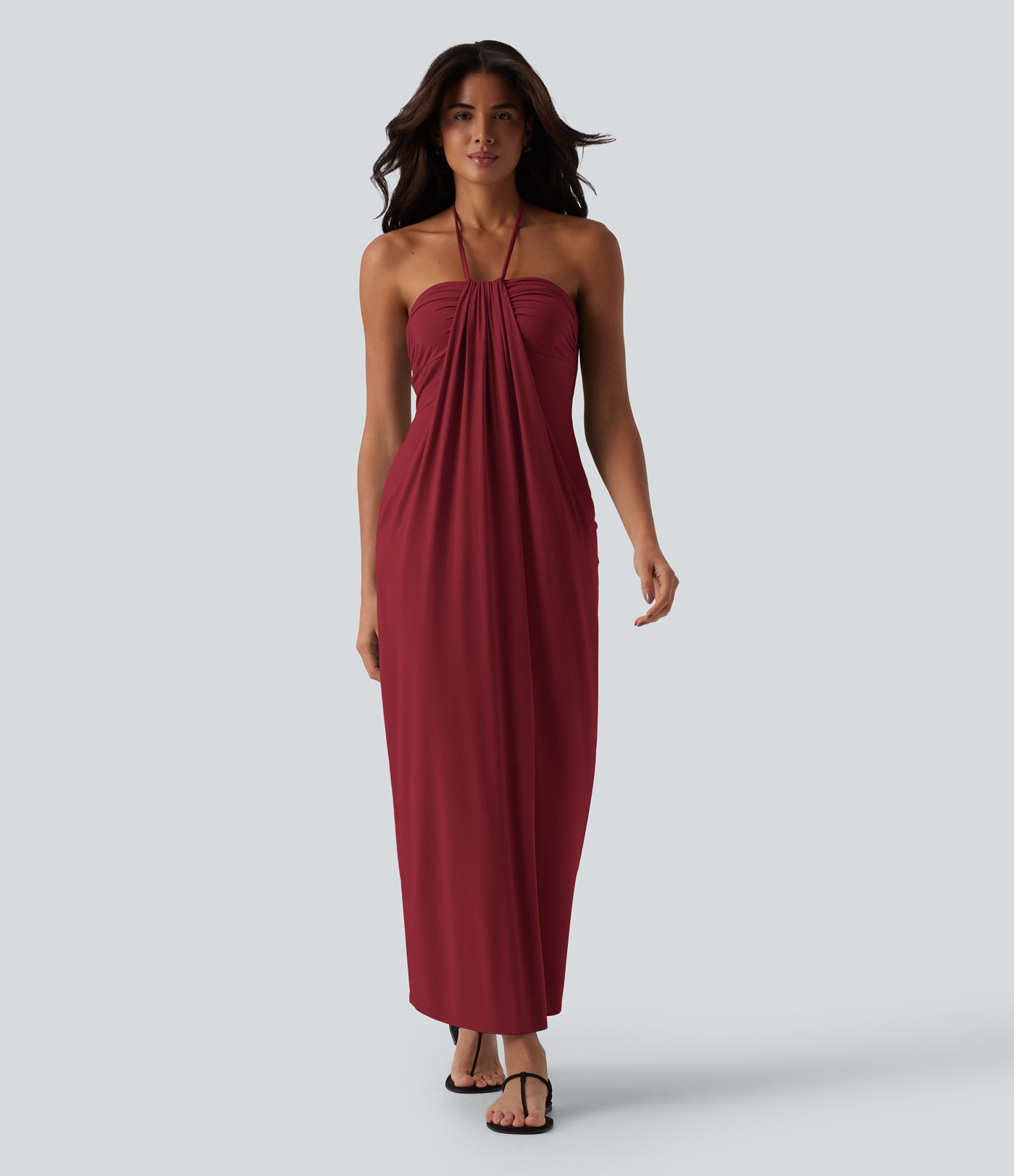 Halter Tie Back Maxi Dress with Pockets
