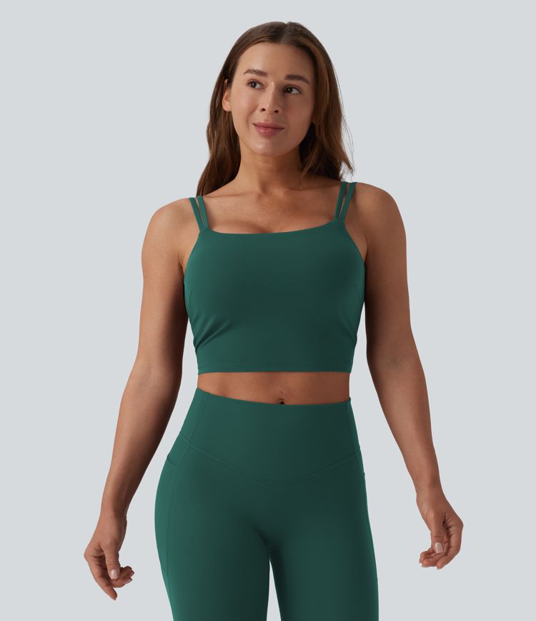 Halara UltraSculpt™ Double Straps Twisted Backless Cropped Built-in Bra Yoga Tank Top D-F Cups