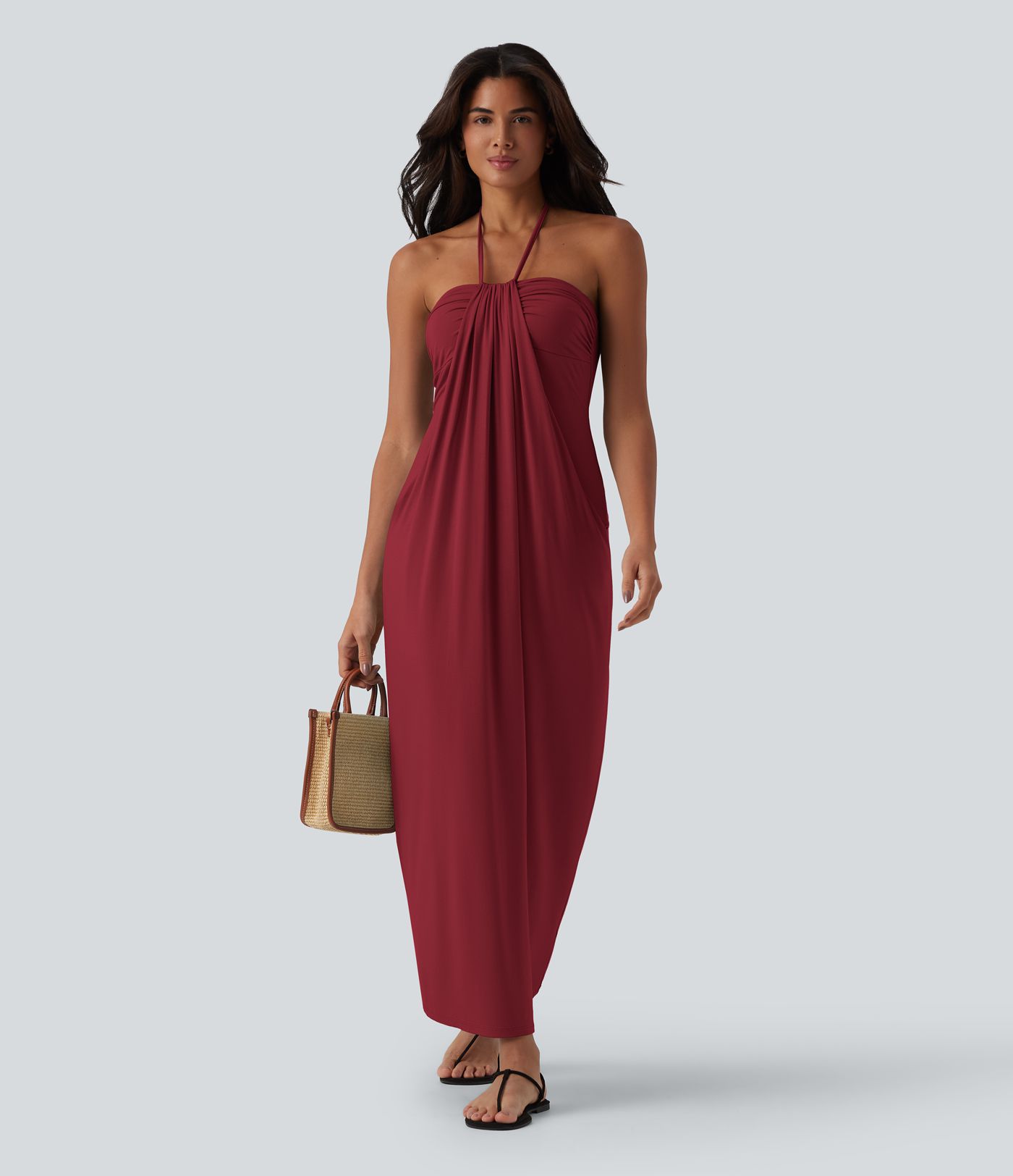 Halter Tie Back Maxi Dress with Pockets