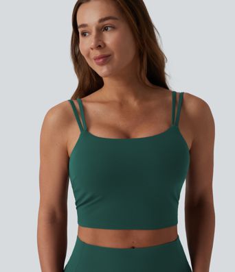 Halara UltraSculpt™ Double Straps Twisted Backless Cropped Built-in Bra Yoga Tank Top D-F Cups