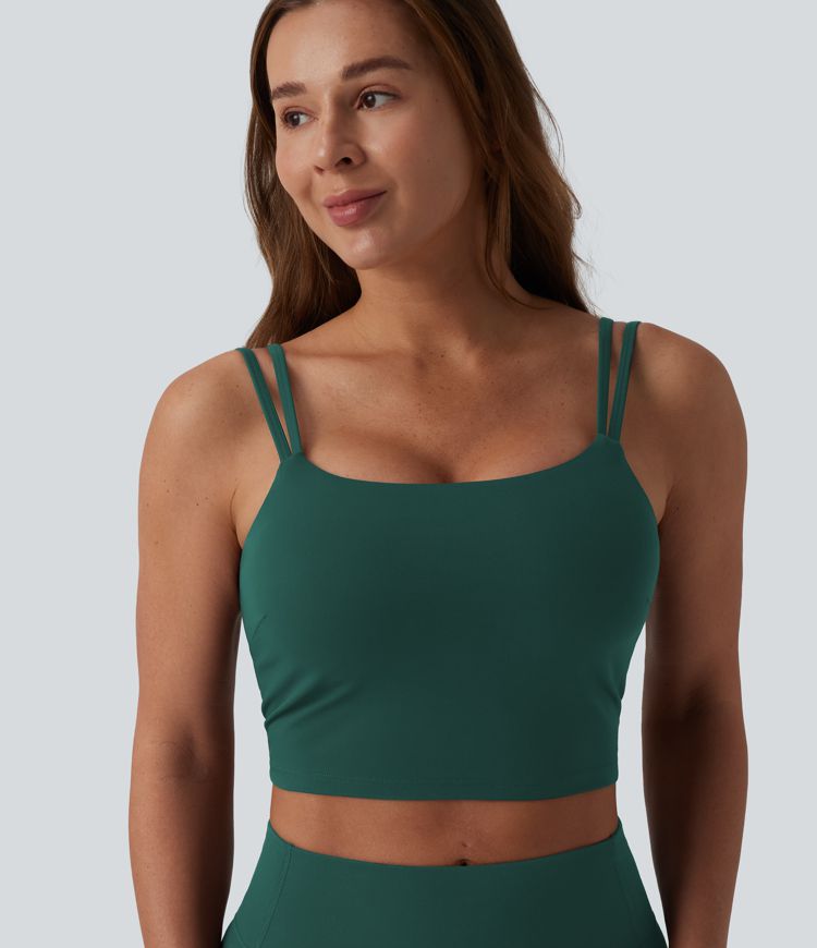 Halara UltraSculpt™ Double Straps Twisted Backless Cropped Built-in Bra Yoga Tank Top D-F Cups