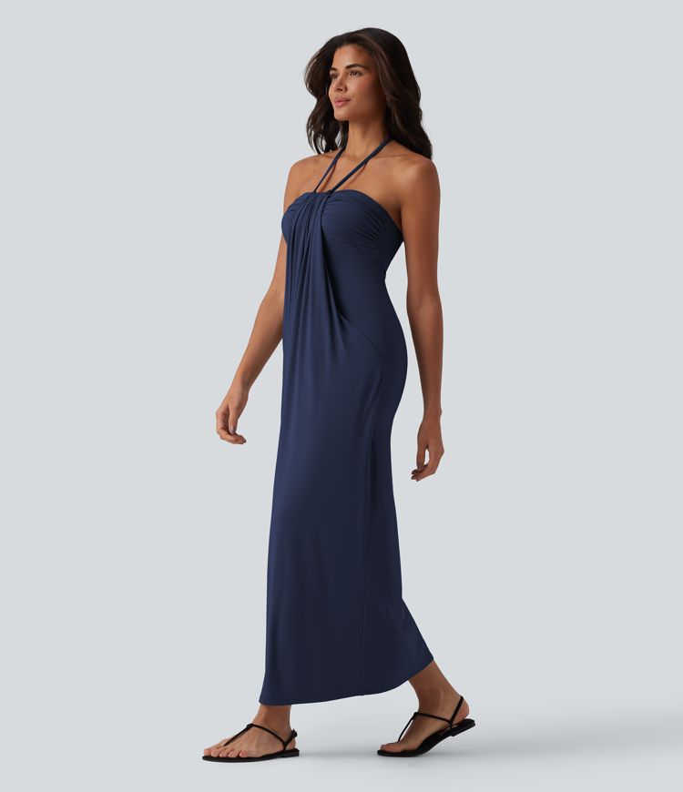 Halter Tie Back Maxi Dress with Pockets Halter Tie Back Maxi Dress with Pockets
