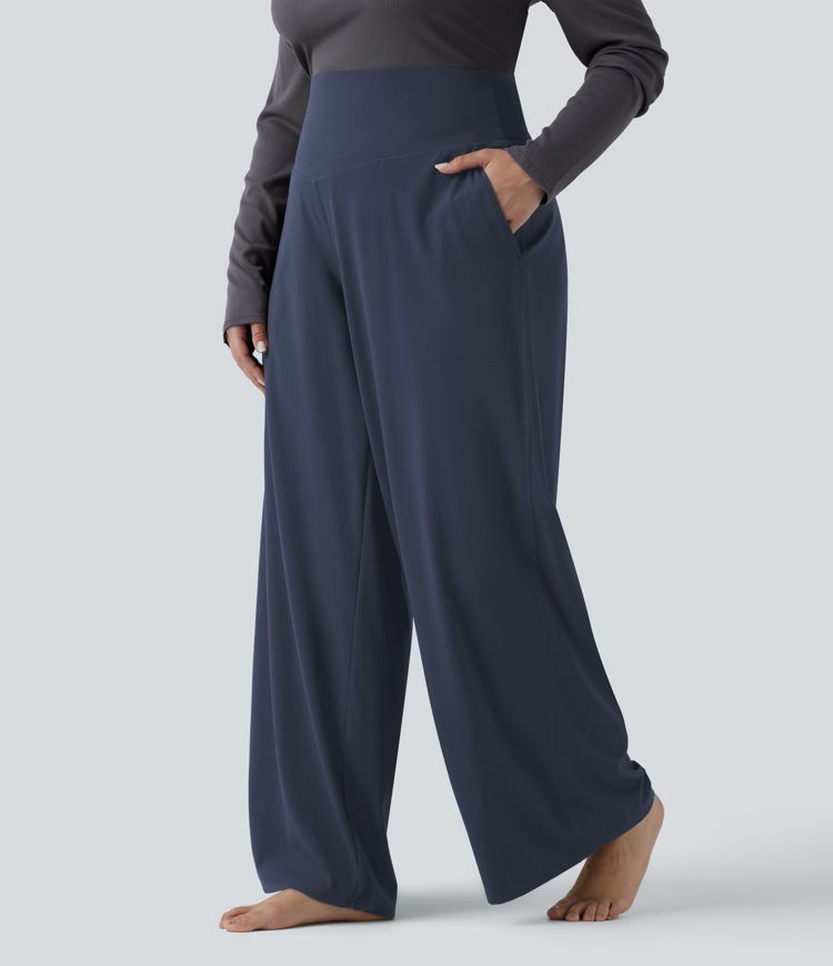 Pantalon de yoga grande taille jambes droites taille haute gainant Halara UltraSculpt™ avec poches